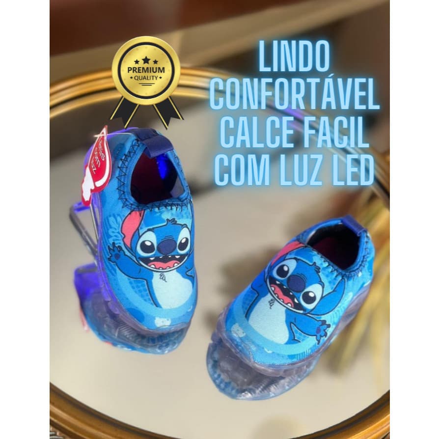 TÊNIS LED STITCH CALCE FÁCIL LINDO E CONFORTÁVEL COM LUZ 27 AO 33