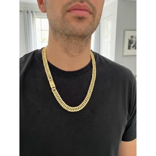 Corrente Masculina Lacraia 13mm 60cm Banhada A Ouro Dourado