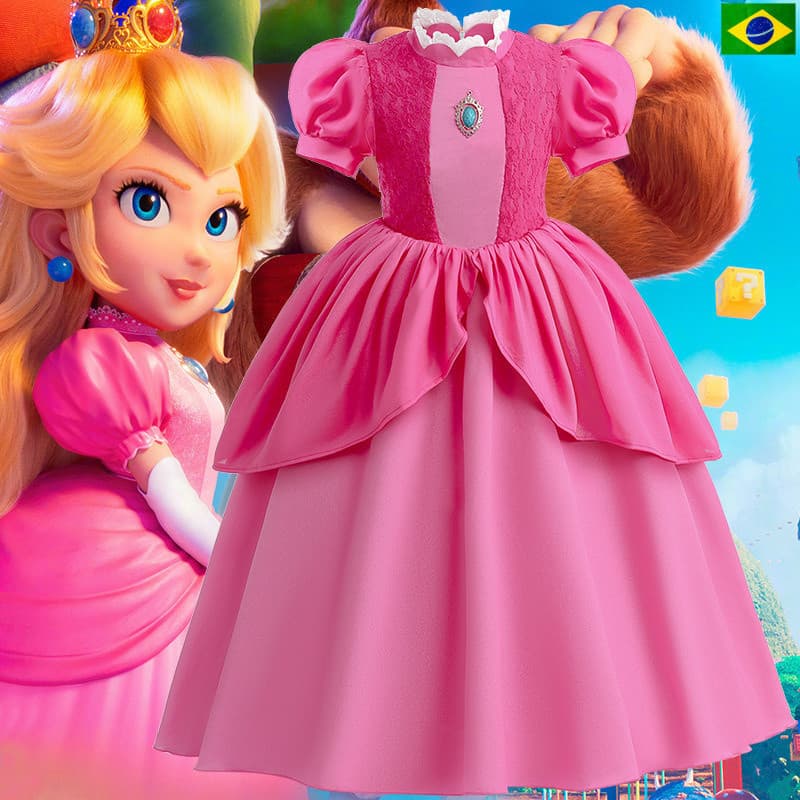 Vestido de Festa da Princesa Peppa Pig - Fantasia Infantil com Detalhes em Renda |     Vestido Infantil com Mangas Bu 12