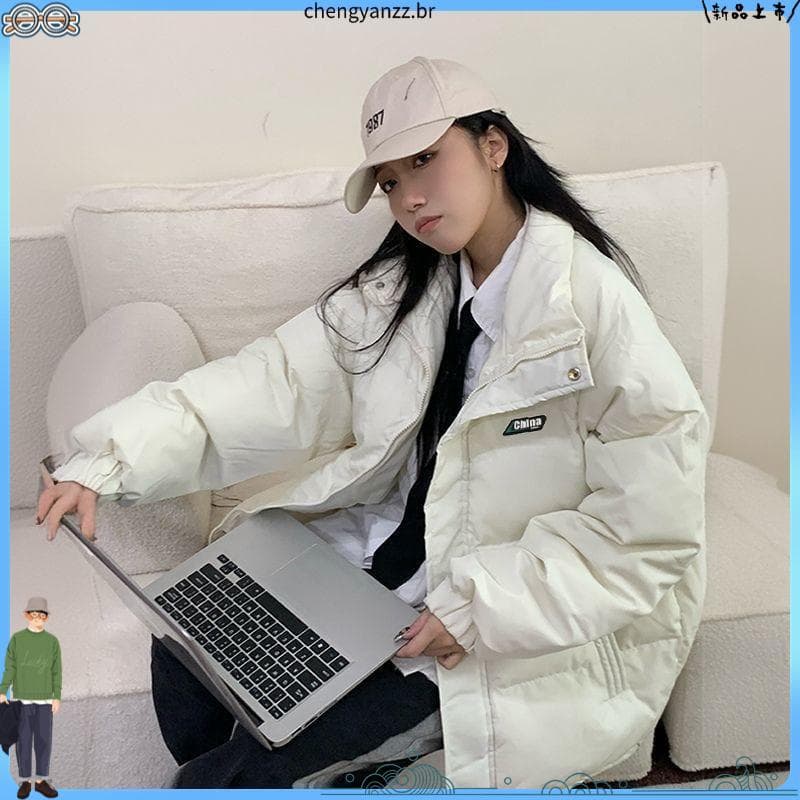 Off-White gola alta sem capuz jaqueta acolchoada das mulheres dos homens inverno engrossado quente estudante pequena jaq