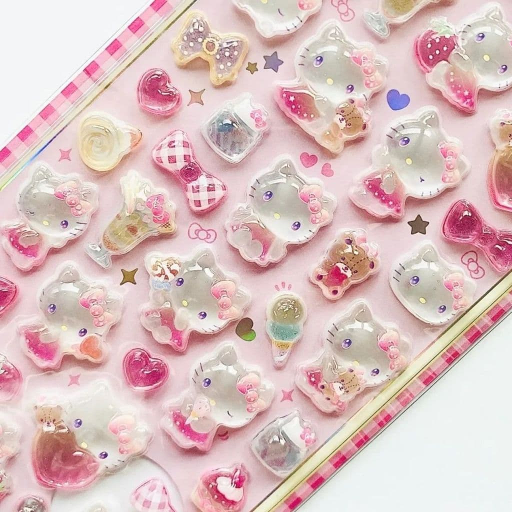 Adesivos de Cristal Sólido 3D da Série Sanrio com Personagens Fofos, Adesivos DIY para Capa de Telefone My Melody Kitty