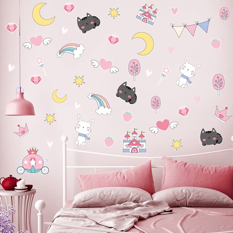 Decoração de quarto de menina adesivos de parede adesivos de parede papel de parede autoadesivo decoração de parede pequ