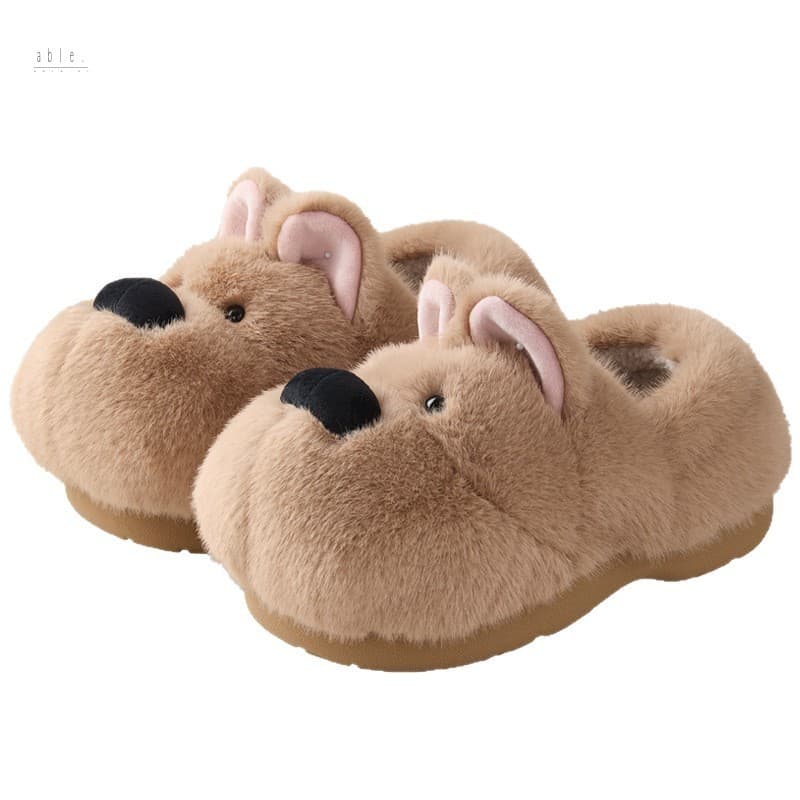 Chinelos Femininos Masculinos De Algodão – Sapatos De Casa Antiderrapantes De Lã Quente De Inverno