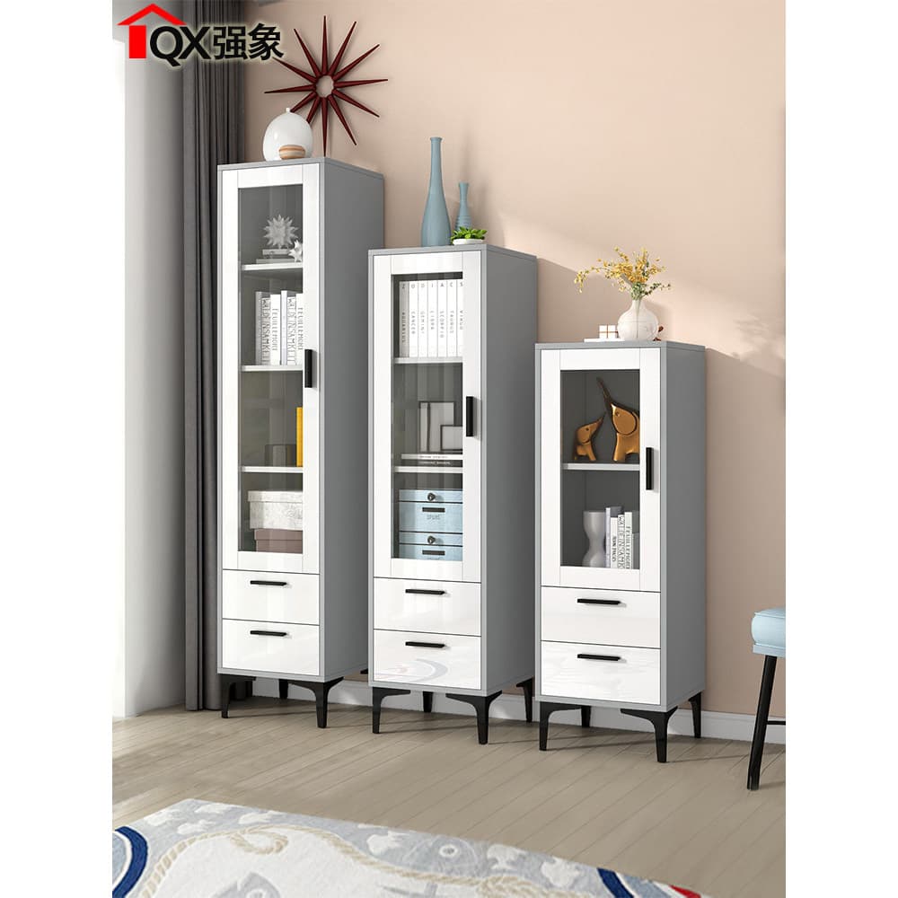 Nordic combinação gratuita pequena estante prateleira com porta de vidro piso simples moderno armário multifuncional F12