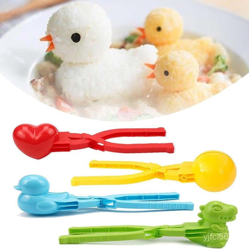 Molde de arroz em formato de pato fofo, de plástico, para uso infantil ao ar livre, para fazer sushi ou bolas de neve co