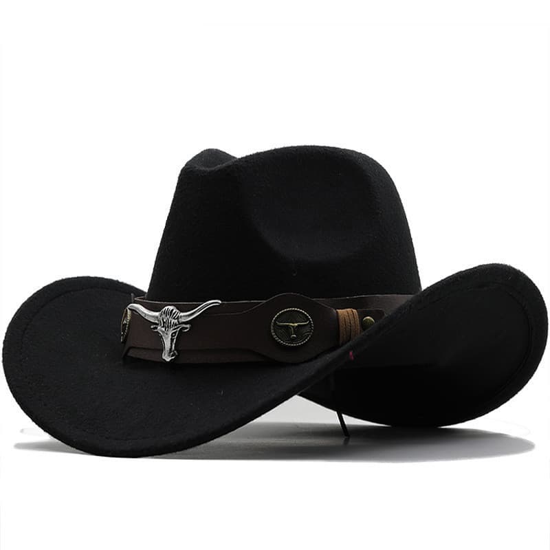Venda quente chapéu superior estilo étnico etiqueta de cowboy ocidental cowboy chapéu superior aba encaracolada Retro eq