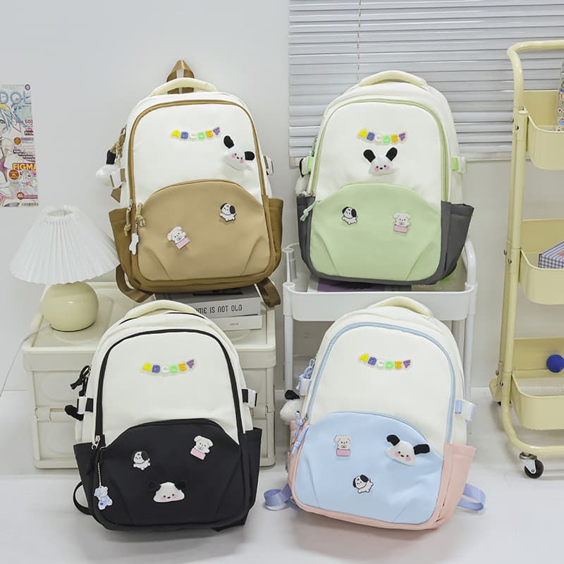 Mochila escolar de novo estilo com cores contrastantes, mochila fofa para o jardim de infância, mochila leve de estilo u