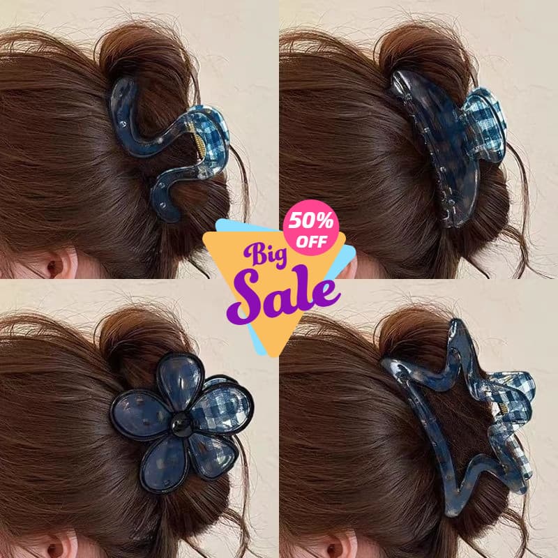 Clipe De Tubarão Xadrez Transparente Minimalista , Garra De Cabelo Com Decoração De Estrela Brilhante , Adequada Para Ap