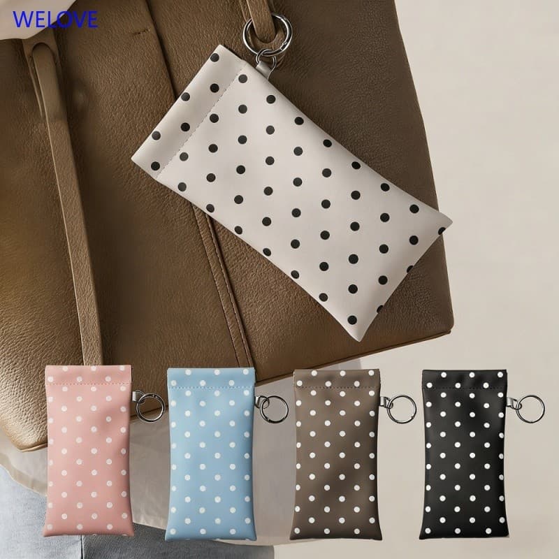 < WL > 1pc Bolsa De Óculos De Bolinhas Com Chaveiro Portátil Resistente A Riscos Caso Macio Saco De Armazenamento Para M