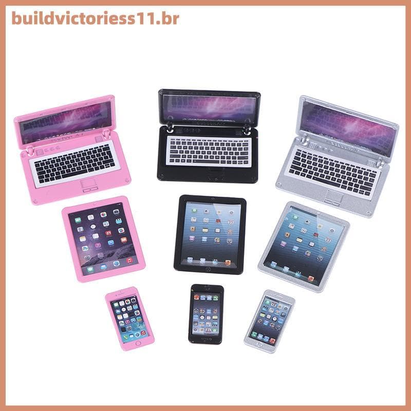 BDVT 3 Pçs/set Escala 1/6 Casa De Bonecas Em Miniatura Celular Tablet Computador Para BR