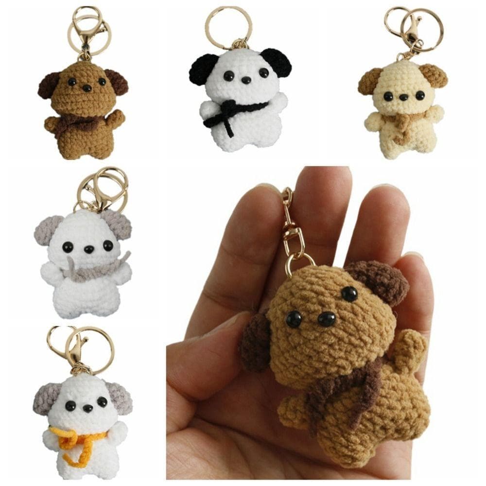 Pingente De Cachorro De Malha LICAUV , Chaveiro Tecido À Mão De Desenho Animado De Produto Acabado , Chaveiros De Crochê