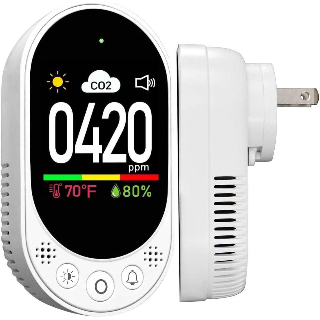 Detector de CO2 de Parede, Monitor de Qualidade do Ar 3 em 1 com Alarme de CO2, Monitor de CO2 com Display Digital, Medi