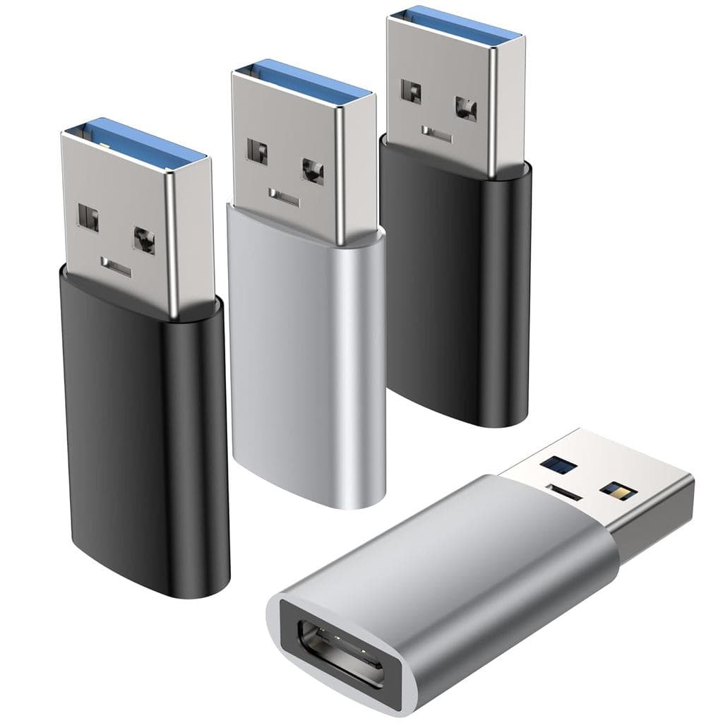 Adaptador USB C para USB (Pacote com 4), C Fêmea para USB Macho 3.0, Adaptador Tipo C Compatível com iPhone 15/1