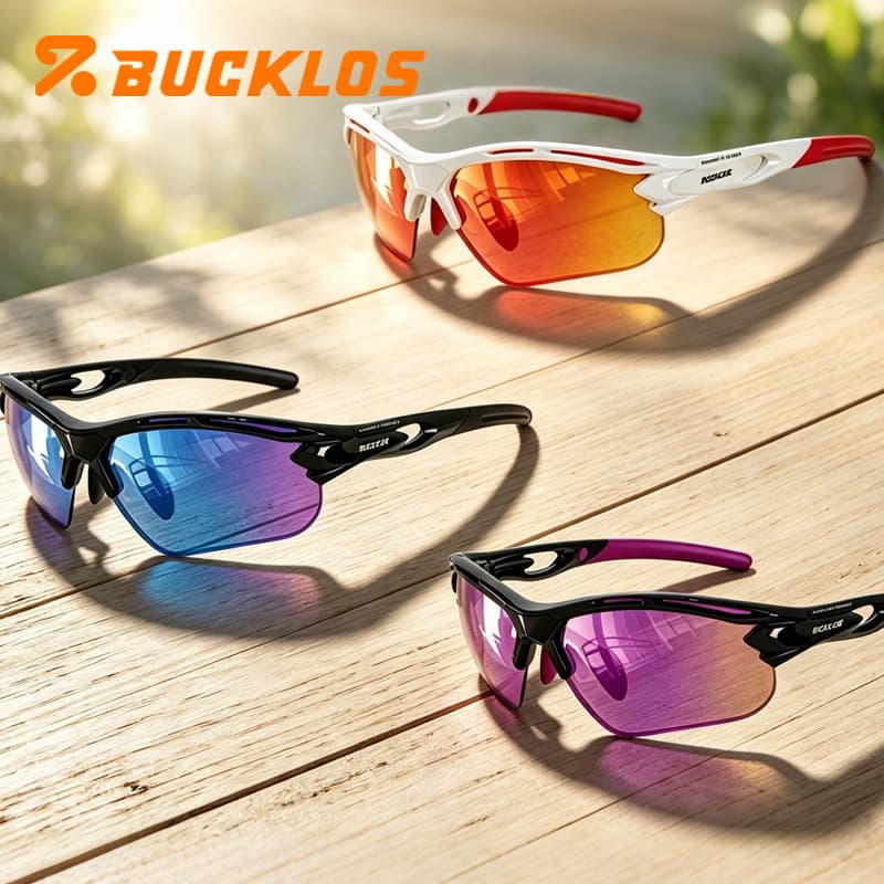 BUCKLOS UV400 Óculos De Ciclismo TR90 Polarizado Esportes Sol Elegante Leve Anti-Reflexo Para Ao Ar Livre