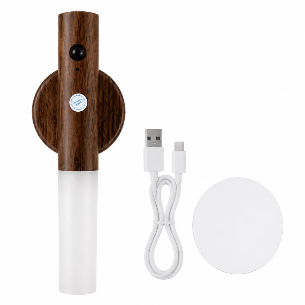 Luminaria Led Recarregável Com Sensor de Movimento Luz Noturna Arandela de Madeira Minimalist Mesa Parede Magnética
