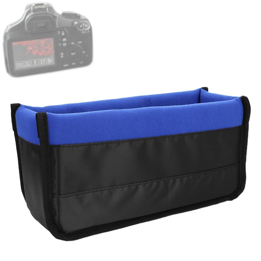 aemomo-BR Bolsa de inserção de lente de câmera DSLR à prova d\'água à prova de choque e divisória acolchoada (azul)