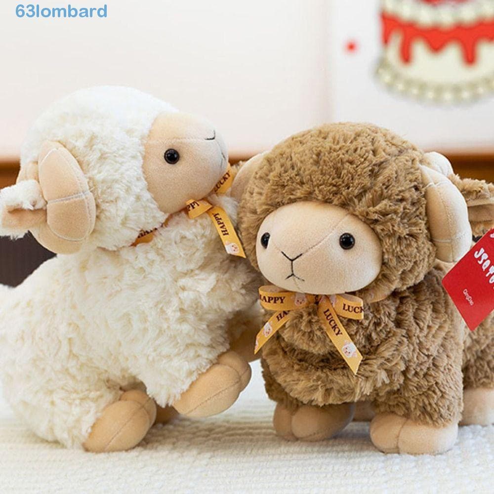 LOMBARD Boneca De Pelúcia De Cabra Em Pé , Brinquedos Ovelha De Algodão PP Fofos , Brinquedo Recheado Bonito Macio Bebê