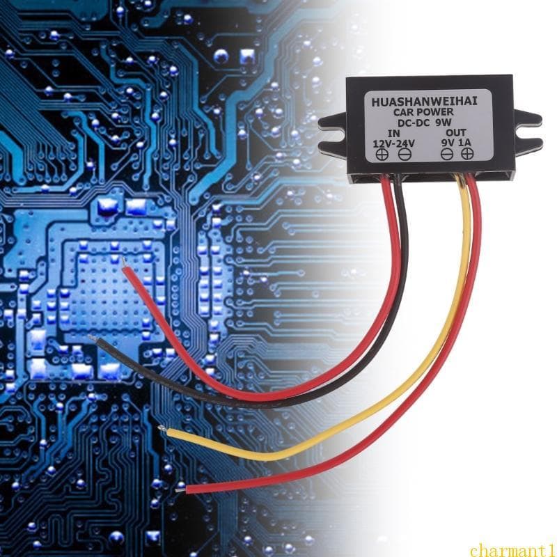 charmant Portátil Regulador Tensão Conversor Alimentação Estável 12-24V A 5V 9V Adaptador Para L