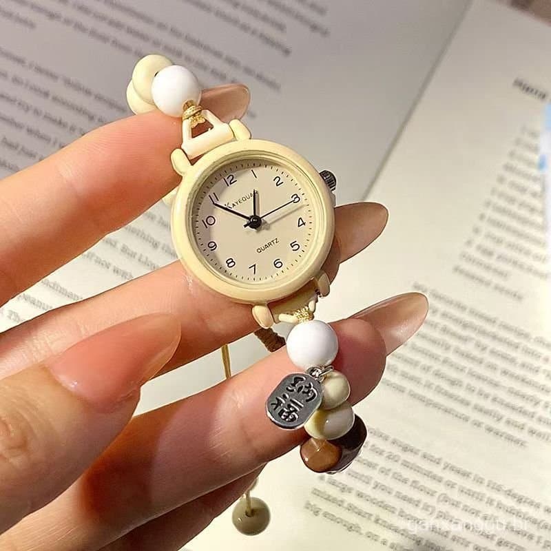 Relógio feminino popular, de aparência atraente, estilo fofo e fresco inspirado na dopamina, relógio mecânico para estud