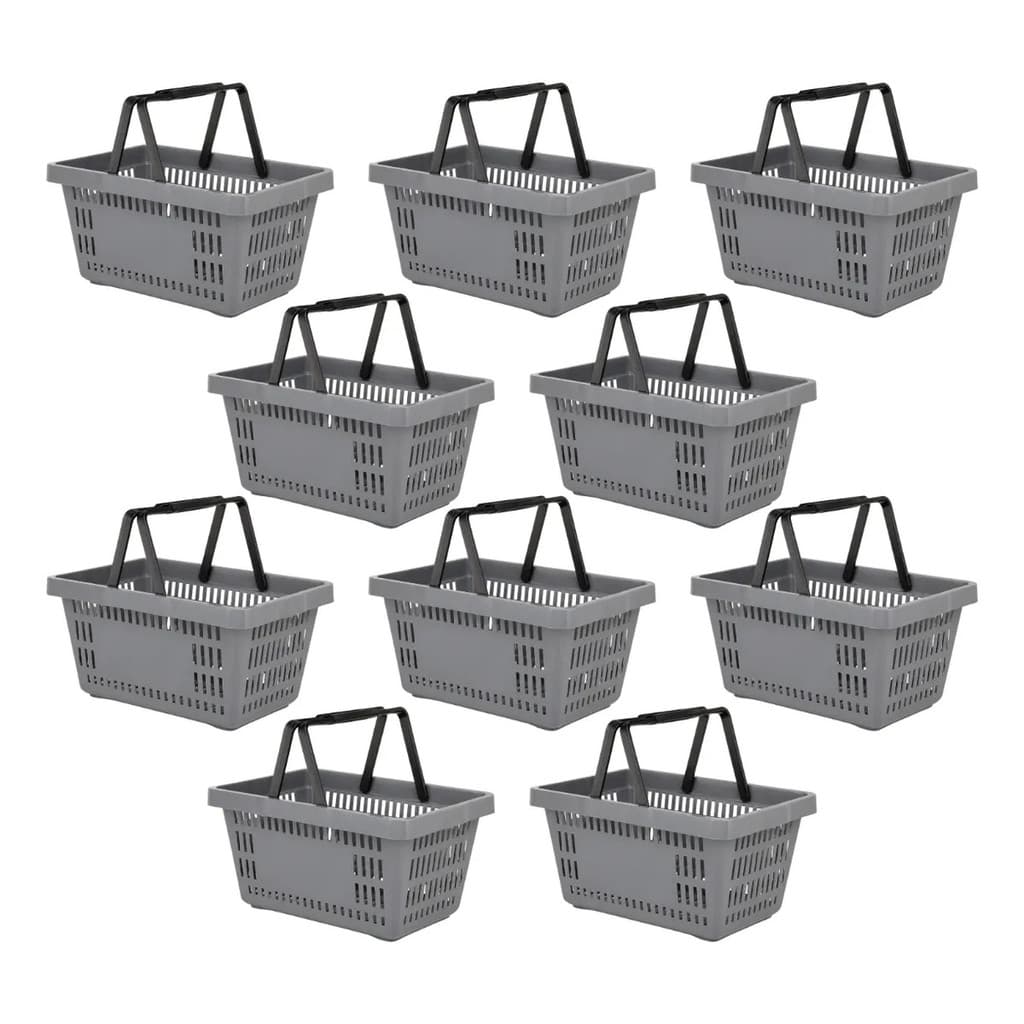 Kit 10 Cestinhas Cinza Cesta Plástica Super Mercado Compras