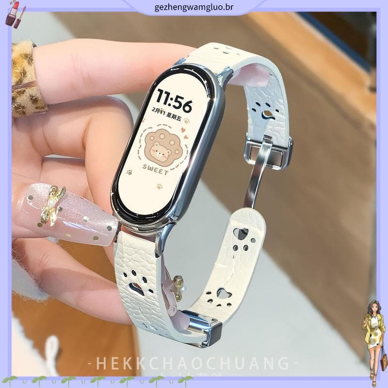 Adequado para xiaomi 10 pulseira cinta bonito gato garra couro sucção magnética xiaomi pulseira 9 cinta respirável 8 pul