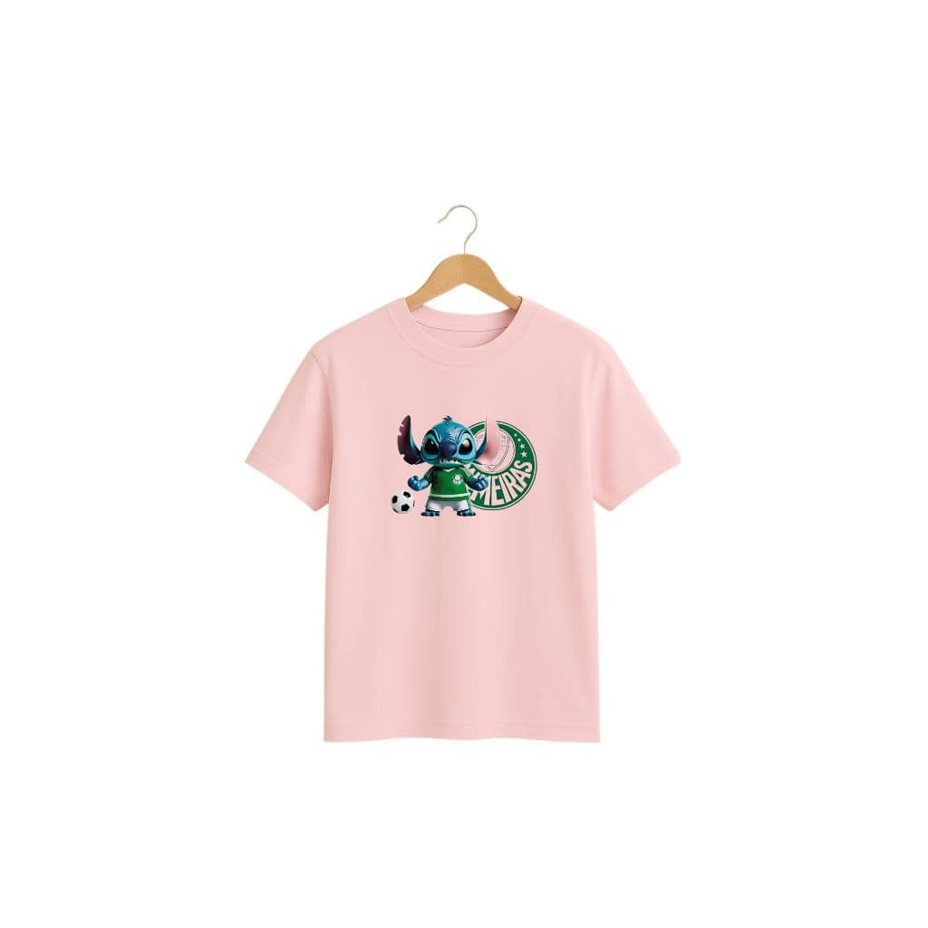 Camiseta Infanto Juvenil Menina Stitch Palmeiras Blusa Torcedor Criança Envio Imediato