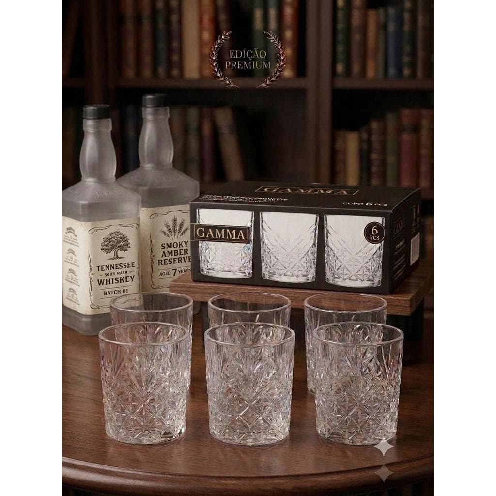 Conjunto de 6 Copos de Whisky Gamma 340ml – Elegância e Estilo para Seus Momentos