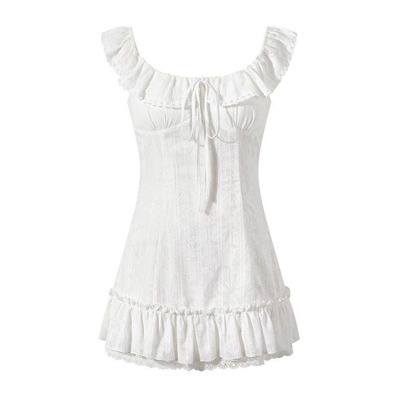 Vestido branco curto feminino verão lindo primeiro amor pequeno vestido branco verão lindo Super lindo vestido pequeno