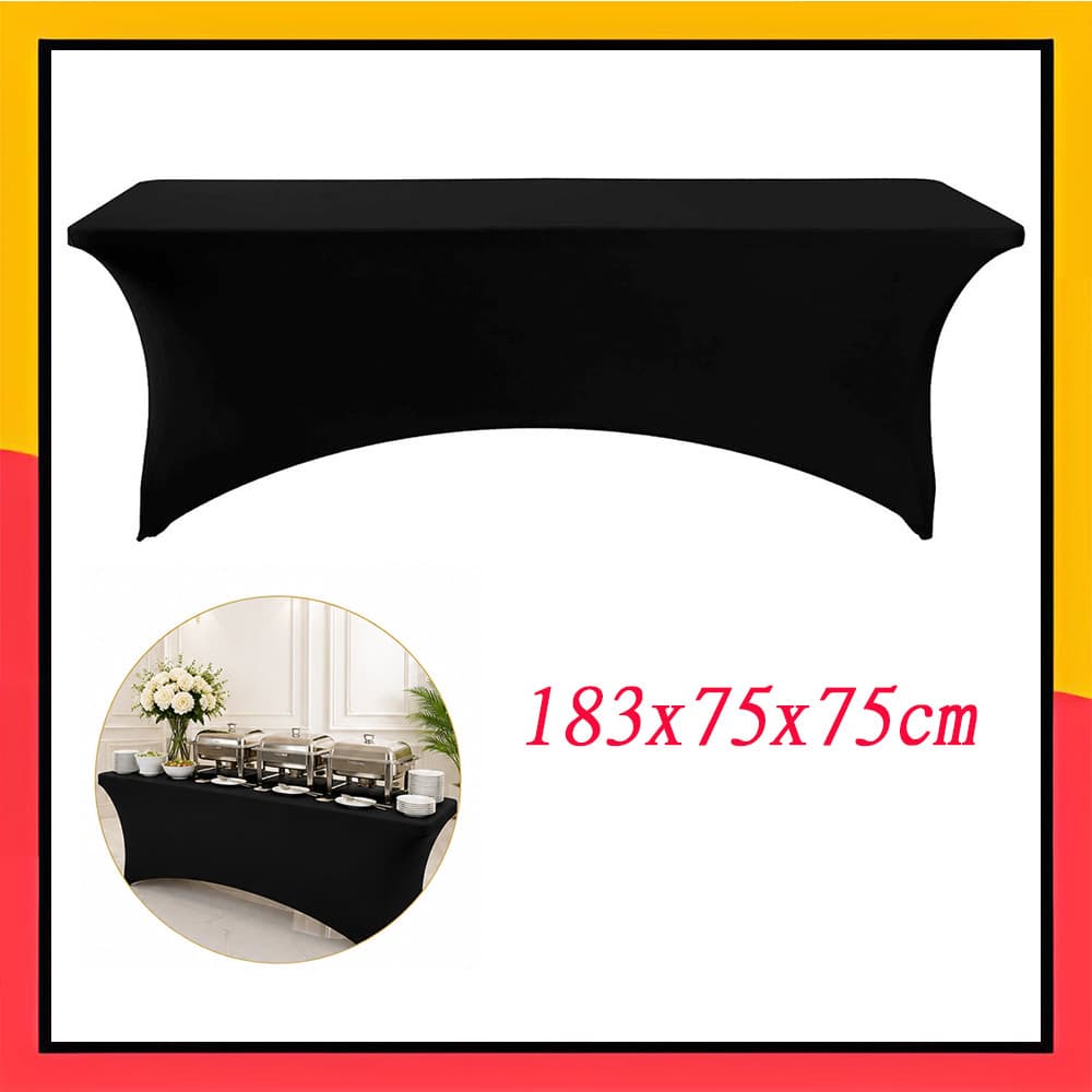 Toalha de mesa decorativa retangular preta 183 x 75 x 75 cm