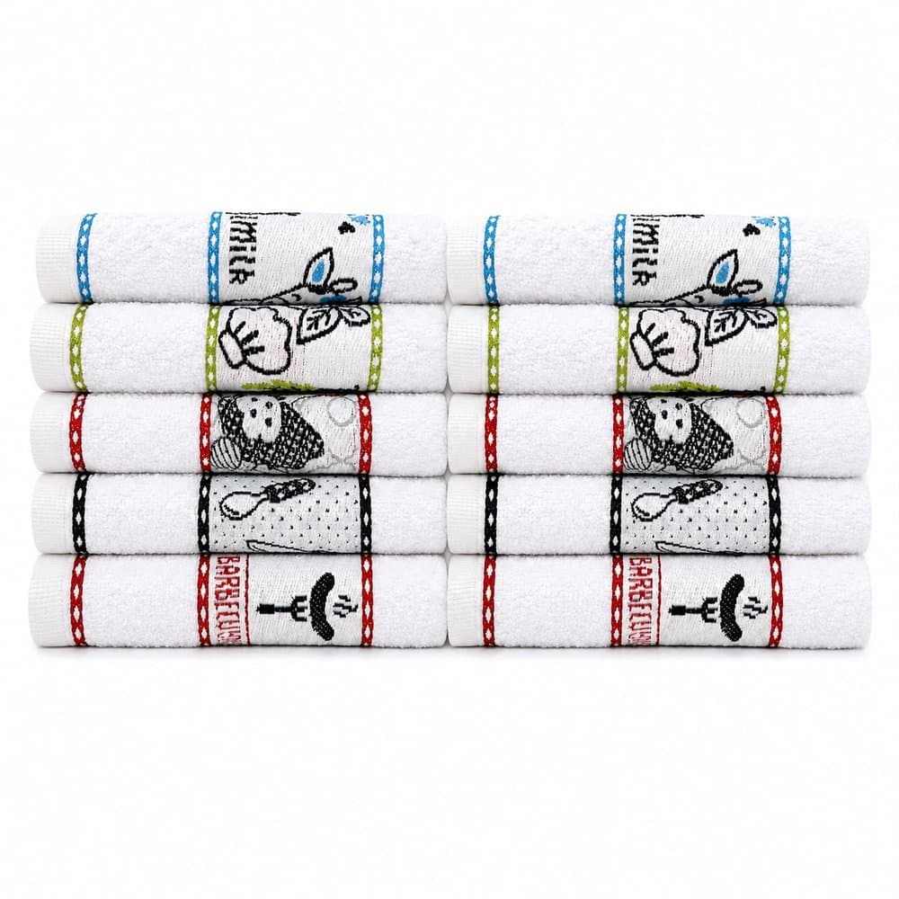 Kit Toalhas de Copa Gourmet 10 Peças 100% Algodão Sortido