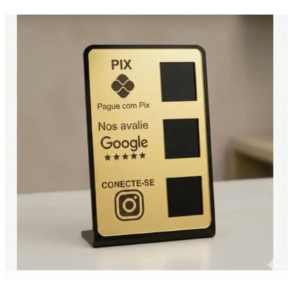 Placa Arilico Qrcode Display Mesa Balcão Pix Google E Insta