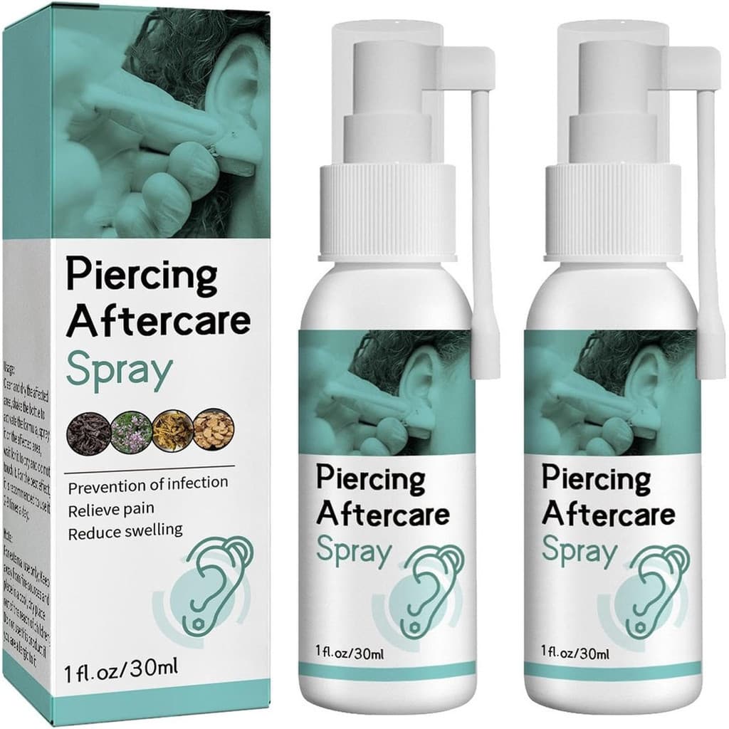 Solução para Limpeza de Furos na Orelha |   Pacote com 2 Soluções Salinas para Piercing |   Spray Salino Suave e Não Irr