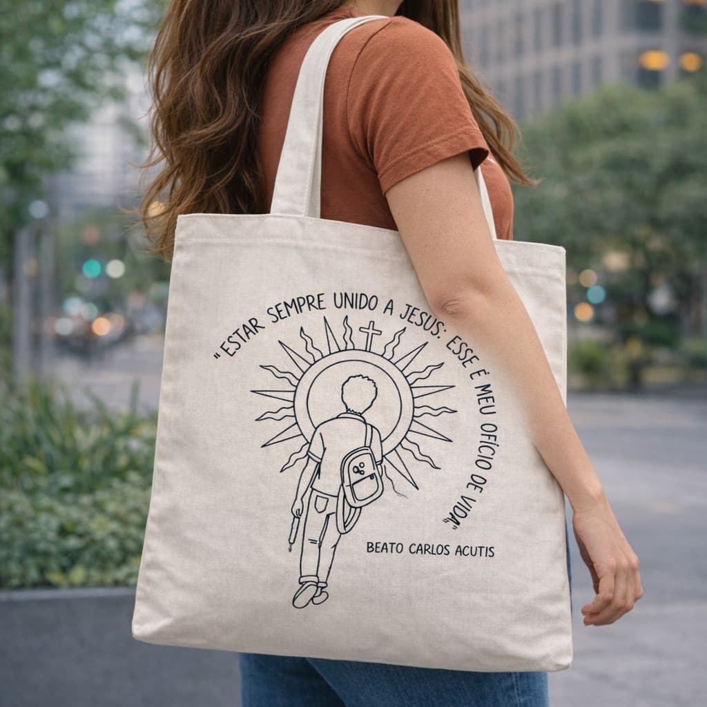 bolsa Ecobag 100 Algodão Bolsa Ecológica diversas estampas catolicas Sacola Ecologica Mundo Ideal