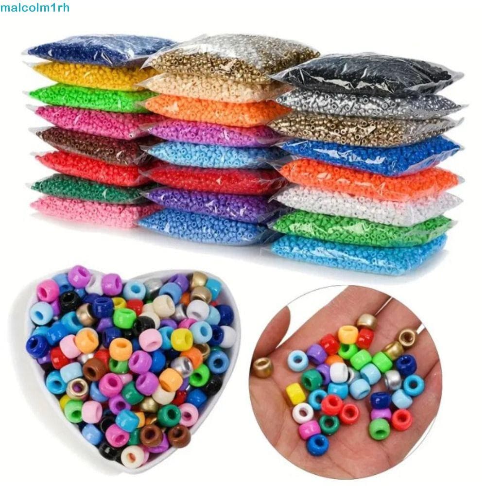 MALCOLM 100 Pçs/Set Conjunto De Contas De Pônei Coloridas , Buraco Grande Dreadlocks Cabelo Trança Suja Decorativas
