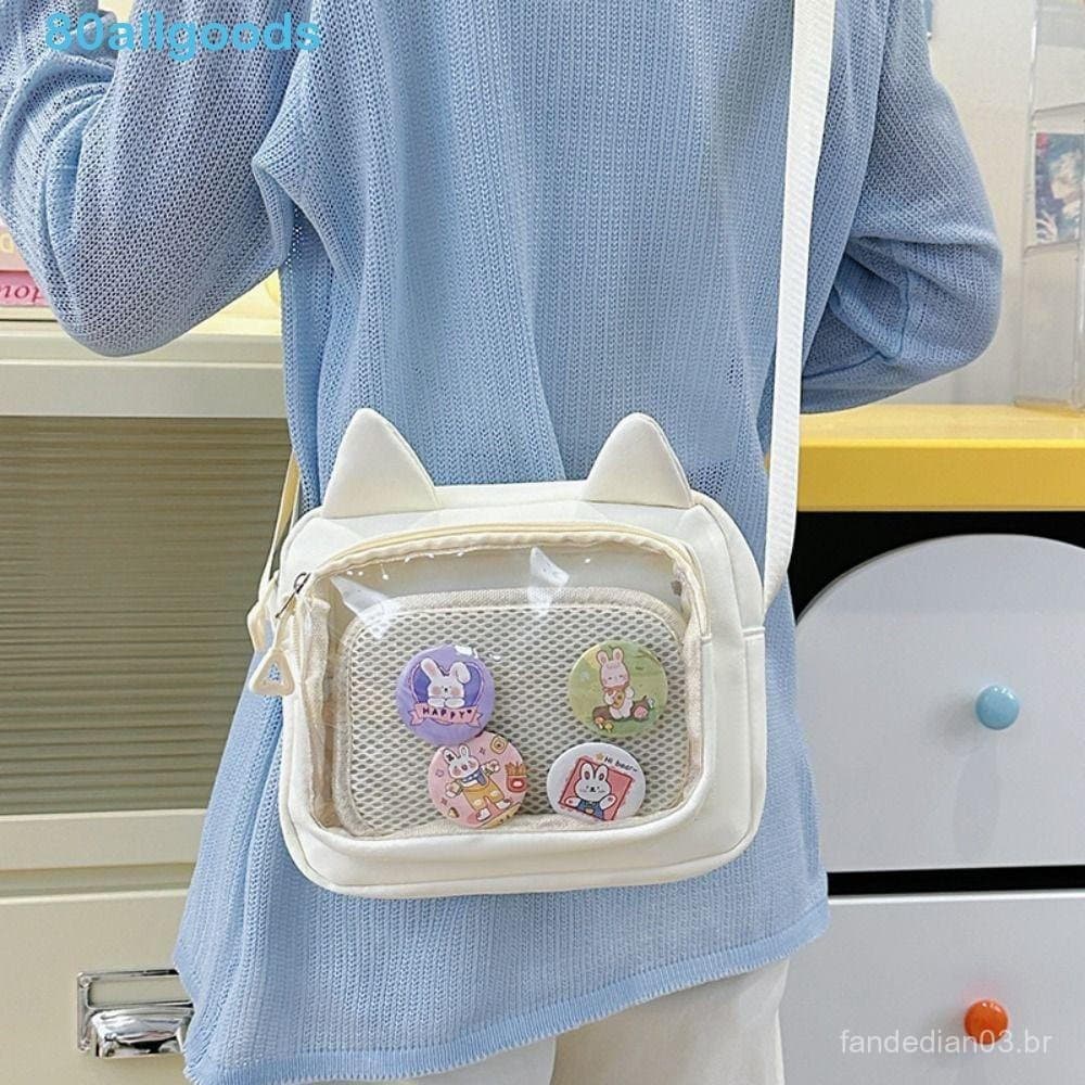 Bolsa de ombro HUMBERTO JK, Itabag transparente Y2k japonesa, bolsa quadrada pequena de nylon Harajuku Lolita, bolsa de