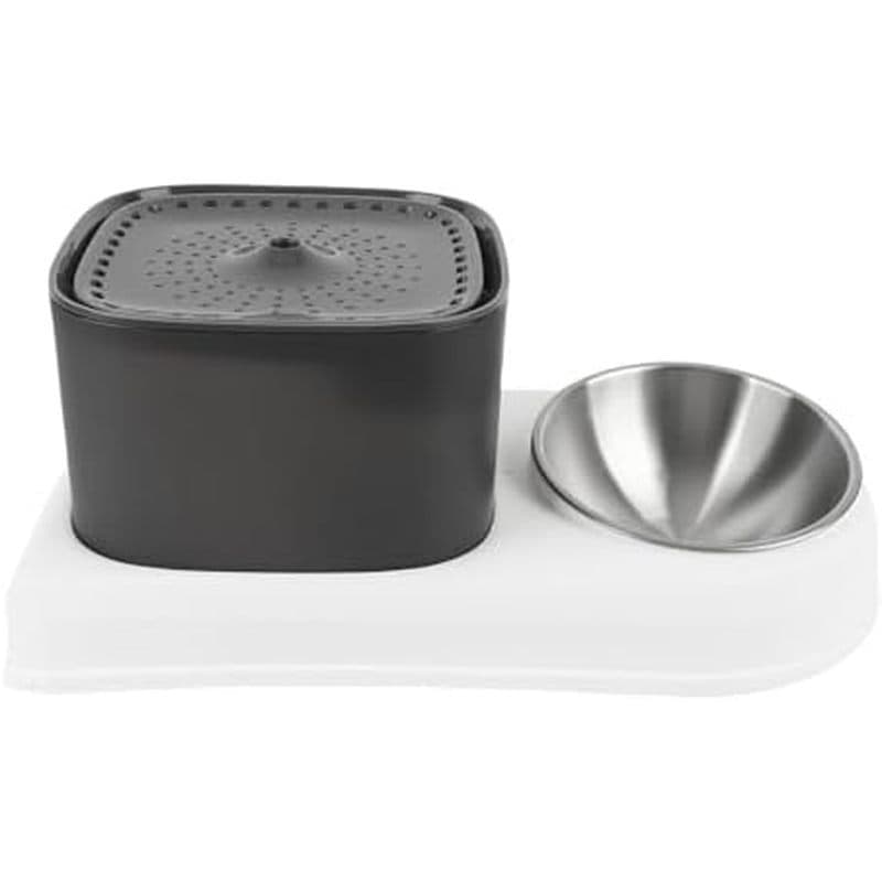 Fonte De Água Para Gatos Com Tigela De Comida , Dispensador Automático De Aço Inoxidável De Plástico 3L , Bebedouro Anim