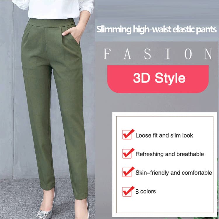 【Estilo Casual】[Lightweight Stretch Fabric] Harem Cropped Pants For Women/High-Waist Pants/Slimming Pants/Calças Harém F