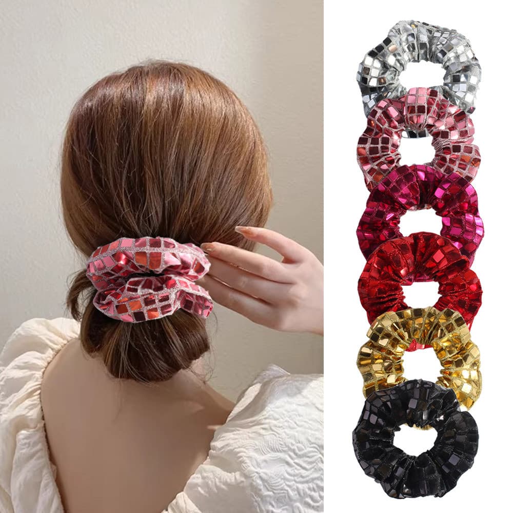 Elástico de cabelo com lantejoulas quadradas e alta elasticidade para rabos de cavalo, acessório de cabelo feminino de t