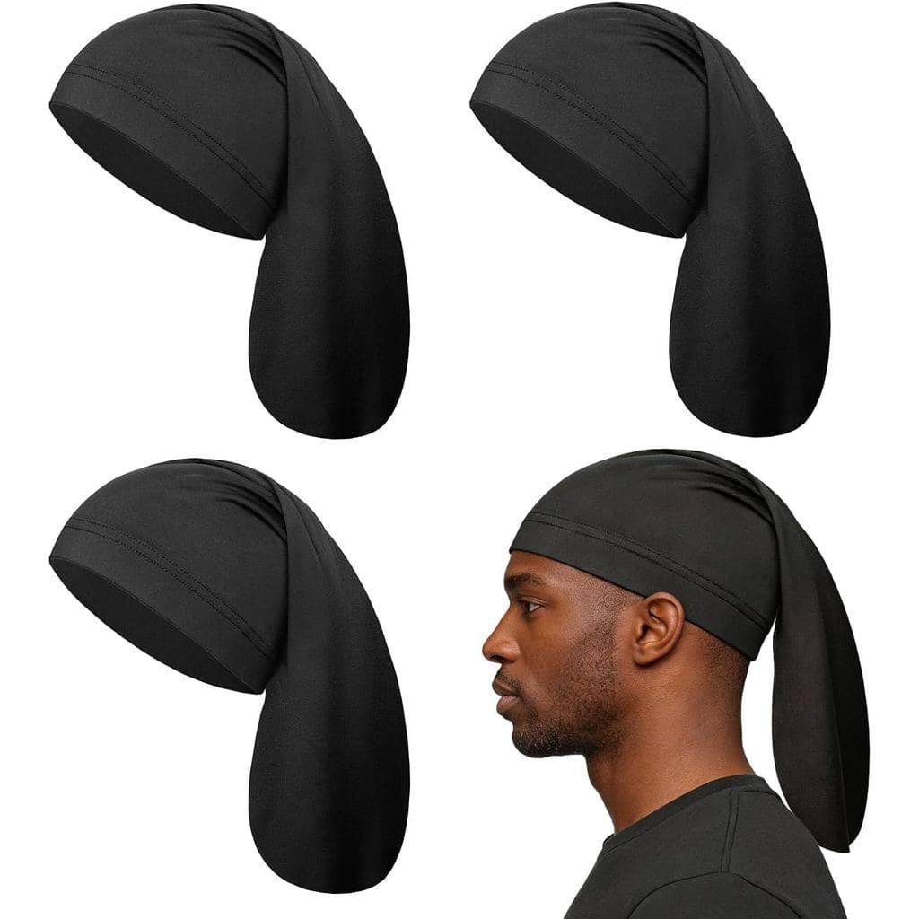 4 peças de touca preta para dreadlocks, unissex, grande, tipo cetim, para dreadlocks longos, touca para dormir, acessóri