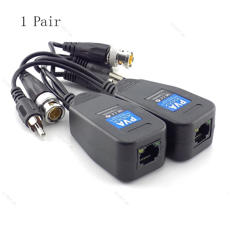 1 Par De Conectores Macho Balun BNC De Vídeo Fornecem Transceptor Passivo De Alimentação BR24B