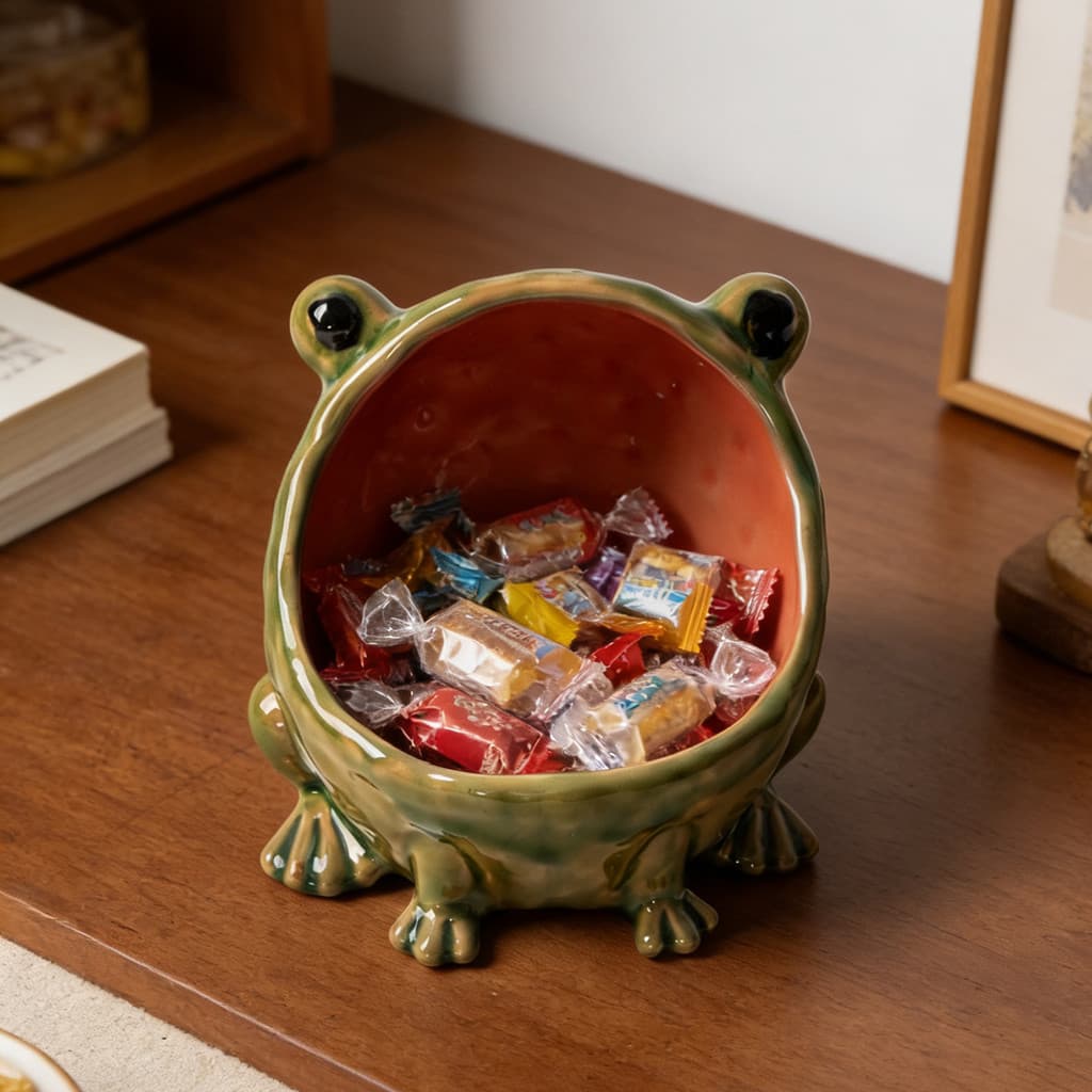 Criativo cerâmica artesanato boca grande sapo tempero Jar doces saleiro cozinha casa decoração de mesa ornamentos