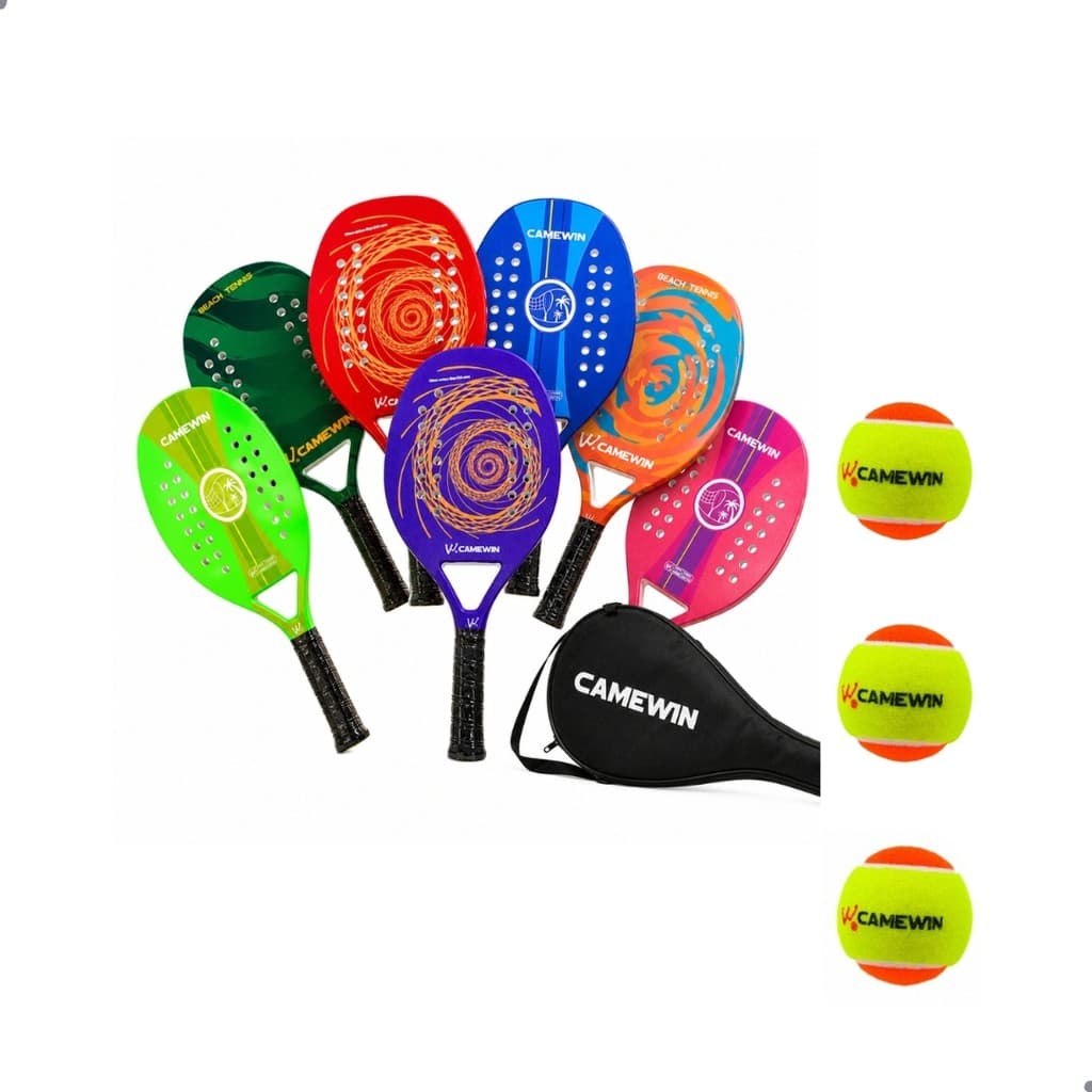Raquete Beach Tennis Camewin Fibra de Carbono + 3 Bolinhas