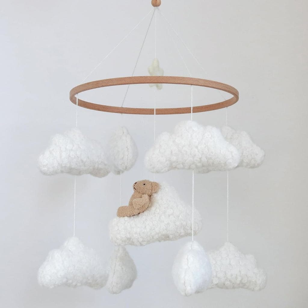Móbile de Berço Nuvem Macia e Urso |   Móbiles Neutros para Berço de Bebê para Meninas e Meninos |   Brinquedos de Berço