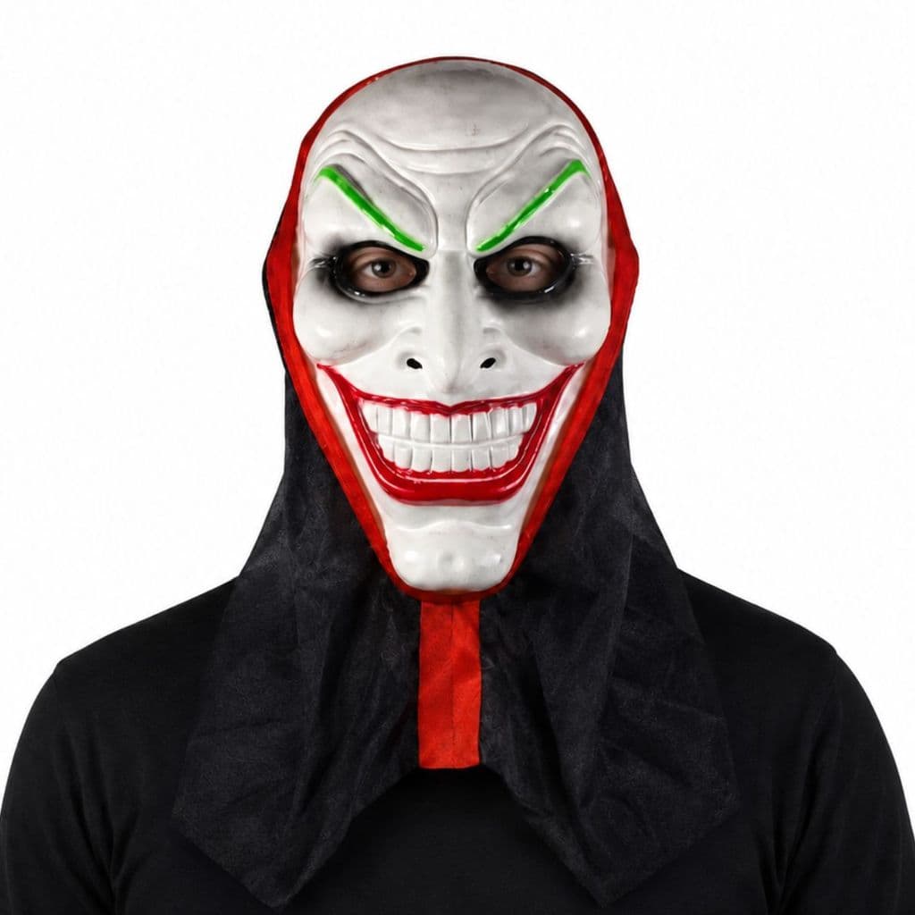 Máscara Palhaço Risada Assassino C/ Capuz Halloween