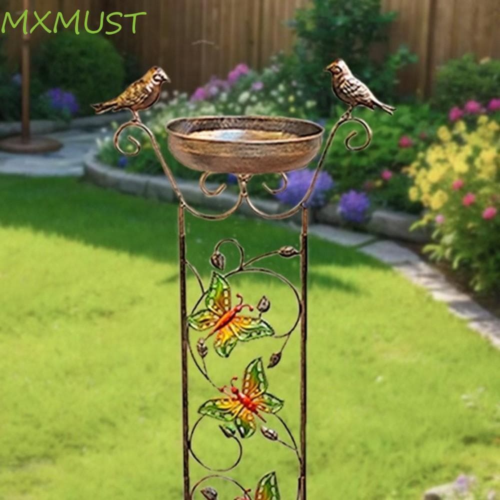 MXMUST Banho De Pássaros De Metal , Alimentador Jardim Autônomo Decorativo , Suporte De Planta De Escalada Resistente Pa
