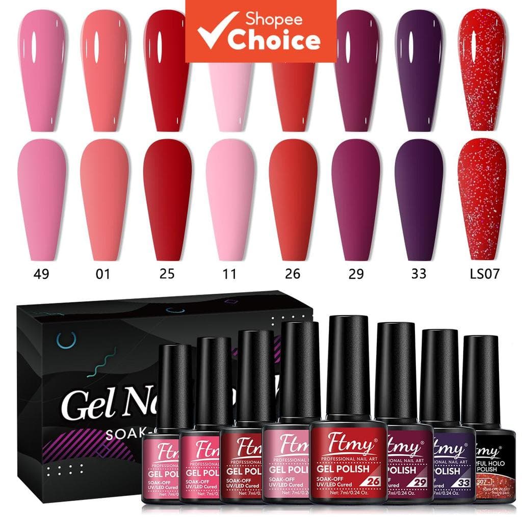 Conjunto de esmalte em gel colorido 7 ml/frasco, 8 peças, esmalte em gel para todas as estações, conjunto de esmalte em