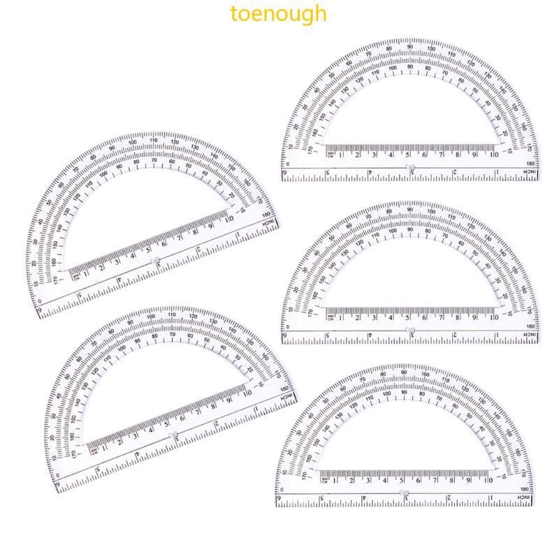 Toe 5 Pcs 180 Graus Transferidor 6 Polegadas Transparente Desenho Transferidores Ferramenta Medição Matemática