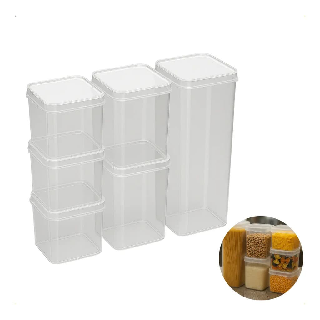 Conjunto 6 Potes Herméticos Plásticos Com Tampa Nitron