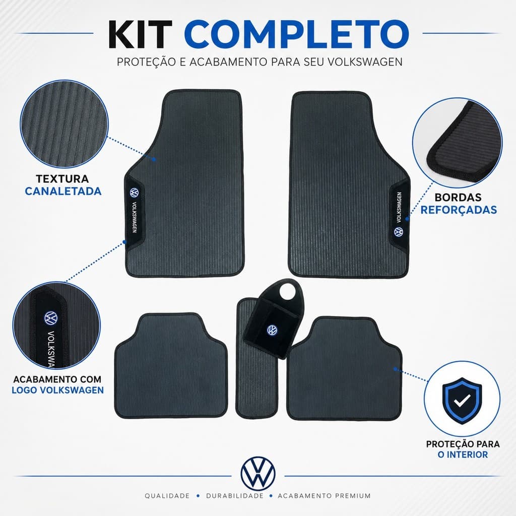 Tapete Universal Volkswagen Polo Golf Gol Jetta Fox Up New Beetle Passat Saveiro T-Cross Nivus