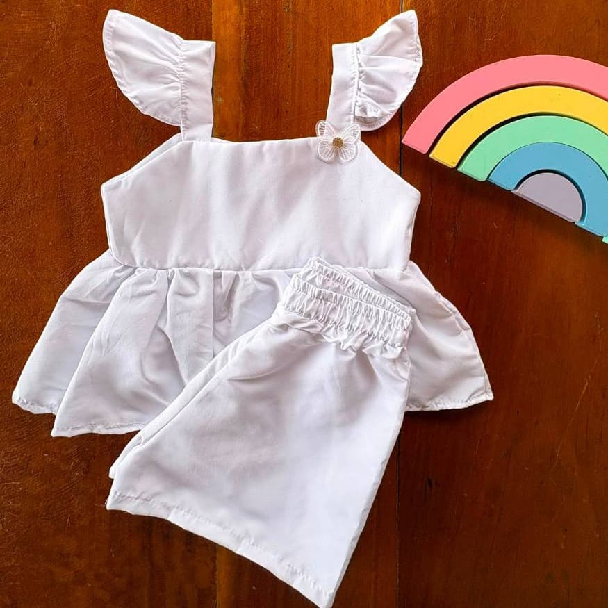 (1 a 2 anos) Short e Blusa Infantil para meninas - conjunto - Cores variadas